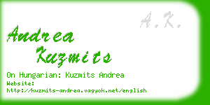 andrea kuzmits business card